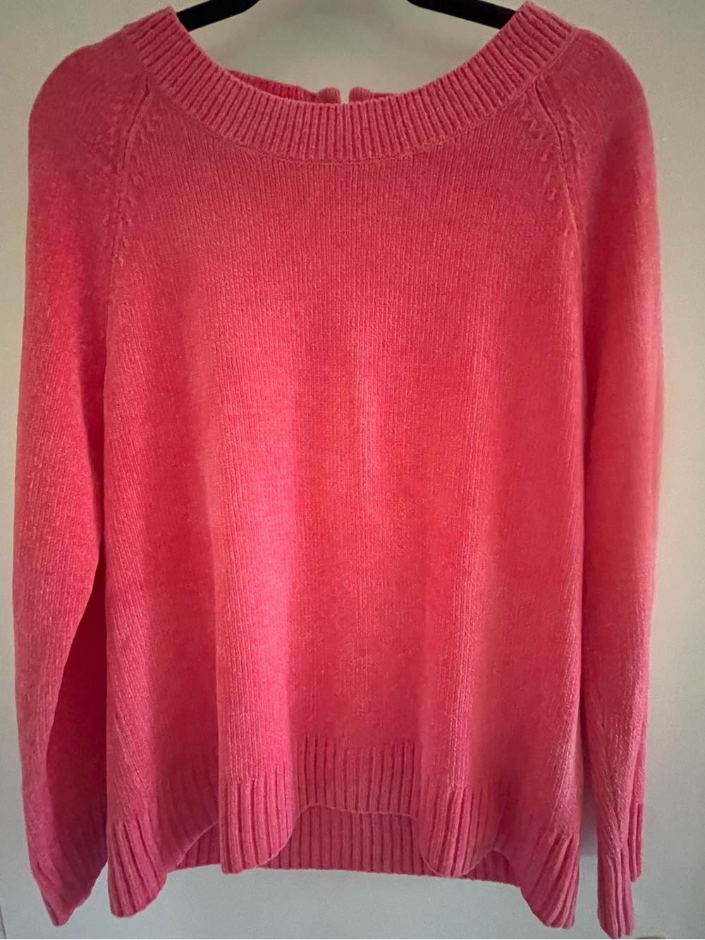 Talbots Plush Coral Pink Chinelle Crewneck Knit Sweater
